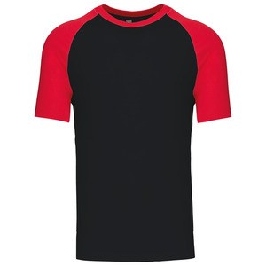 Kariban K330 - BASE BALL - CONTRAST T-SHIRT Czarno/Czerwony