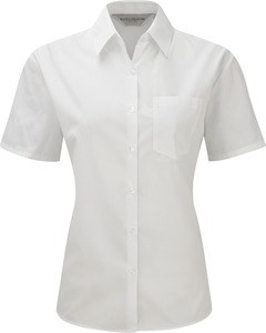 Russell Collection RU935F - LADIES' SHORT SLEEVE POLYCOTTON EASY CARE POPLIN SHIRT Biały
