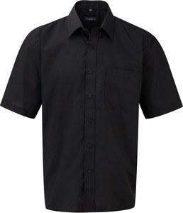 Russell Collection RU935M - Męska Polibawełniana koszula  z krótkim rękawem Czarny