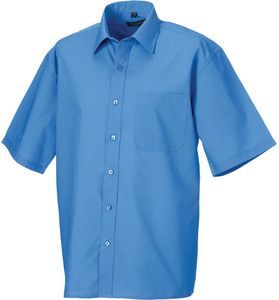Russell Collection RU935M - Męska Polibawełniana koszula  z krótkim rękawem Korporacyjny niebieski
