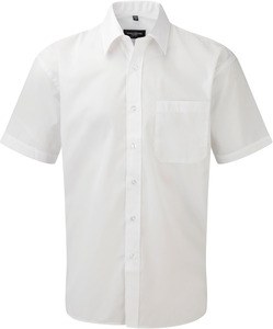 Russell Collection RU935M - Męska Polibawełniana koszula  z krótkim rękawem Biały