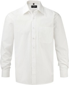 Russell Collection RU936M - Long Sleeve Pure Cotton Easy Care Poplin Shirt Biały