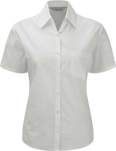 Russell Collection RU937F - Short Sleeve Pure Cotton Easy Care Poplin Shirt Biały