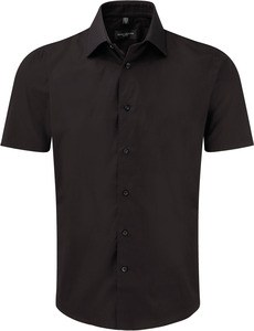 Russell Collection RU947M - Męska koszula fit z krótkim rękawem Czarny