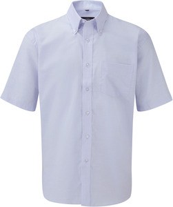 Russell Collection RU933M - Polibawełniana koszula Oxford z krótkim rękawkiem Niebieski Oksford