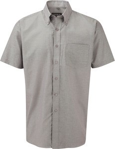 Russell Collection RU933M - Polibawełniana koszula Oxford z krótkim rękawkiem Srebny