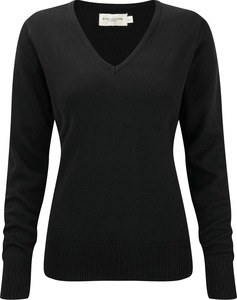 Russell Collection RU710F - Ladies' V-Neck Pullover Czarny