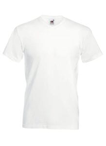 Fruit of the Loom SS034 - T-shirt z dekoltem w szpic Biały