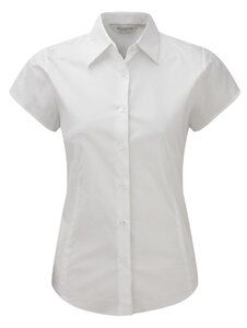 Russell J947F - Damska koszula z krótkim rękawem, podkreślająca kształty Biały