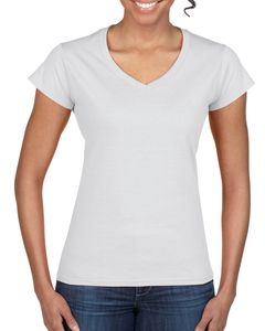 Gildan 64V00L - Softstyle® V-Neck T-Shirt Biały