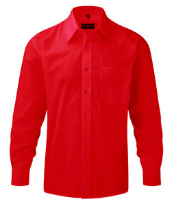 Russell Collection R-934M-0 - Koszula z popeliny z długim rękawem Klasyczna czerwień