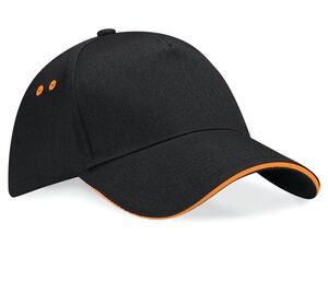 Beechfield BC15C - Pięciopanelowa kontrastowa czapka Czarno/pomarańczowy