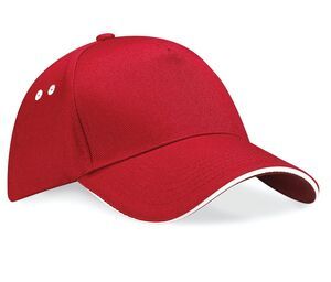 Beechfield BC15C - Pięciopanelowa kontrastowa czapka Klasyczna czerwień/biel