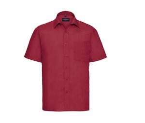 Russell Collection RU935M - Męska Polibawełniana koszula  z krótkim rękawem Klasyczna czerwień