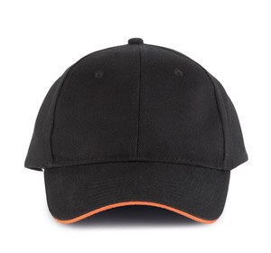 K-up KP011 - ORLANDO - MEN'S 6 PANEL CAP Czarno/pomarańczowy