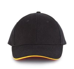 K-up KP011 - ORLANDO - MEN'S 6 PANEL CAP Czarny/Żółty/ Czerwony