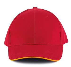 K-up KP011 - ORLANDO - MEN'S 6 PANEL CAP Czerwono/żółto