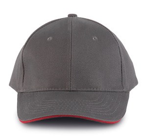 K-up KP011 - ORLANDO - MEN'S 6 PANEL CAP ciemnoszary/ czerwony