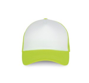 K-up KP111 - TRUCKER MESH CAP - 5 PANELS Biały/ Fluorescencyjna żółć