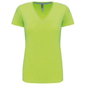 Kariban K381 - LADIES' SHORT SLEEVE V-NECK T-SHIRT Limonkowy