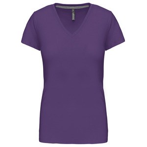 Kariban K381 - LADIES' SHORT SLEEVE V-NECK T-SHIRT Fioletowy