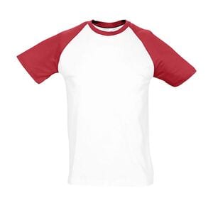 SOL'S 11190 - Funky Męski T Shirt Dwukolorowy Z<Br />Rękawami Typu Raglan Biało/czerwony