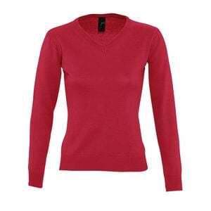 SOL'S 90010 - Galaxy Women Damski Sweter Z Dekoltem Typu V Neck Czerwony