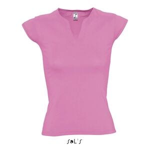 SOL'S 11165 - WOMEN'S CURVED V-NECK T-SHIRT WITH CAP SLEEVES MINT Różowa orchidea