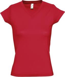 SOL'S 11388 - MOON Damski T Shirt Typu V Neck Czerwony