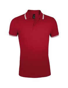 SOL'S 00577 - PASADENA MEN Męska Koszulka Polo Czerwono/biały