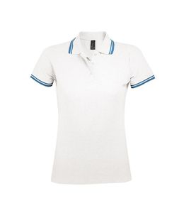 SOL'S 00578 - PASADENA WOMEN Damska Koszulka Polo Biały/Aqua