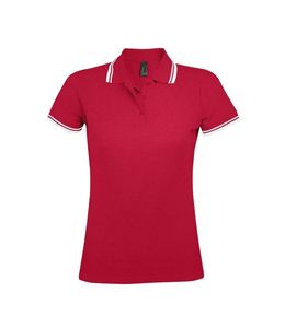 SOL'S 00578 - PASADENA WOMEN Damska Koszulka Polo Czerwono/biały