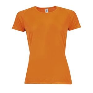 SOL'S 01159 - SPORTY WOMEN Damski T Shirt Z Rękawami Typu Raglan Pomarańczowe fluo