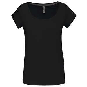 Kariban K384 - Ladies’s boat neck short sleeve t-shirt Czarny