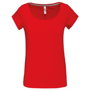 Kariban K384 - Ladies’s boat neck short sleeve t-shirt Czerwony