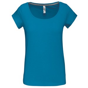 Kariban K384 - Ladies’s boat neck short sleeve t-shirt Tropikalny niebieski