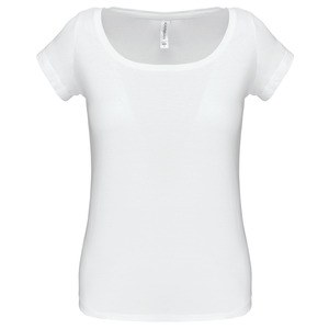 Kariban K384 - Ladies’s boat neck short sleeve t-shirt Biały