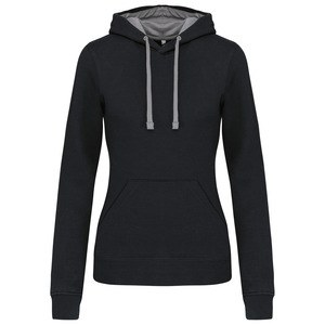 Kariban K465 - Ladies’ contrast hooded sweatshirt Czarny/szary