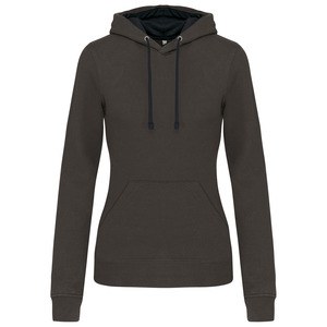 Kariban K465 - Ladies’ contrast hooded sweatshirt Ciemnoszaro/czarny
