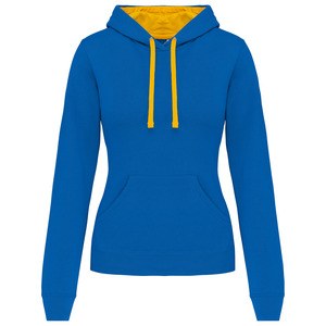 Kariban K465 - Ladies’ contrast hooded sweatshirt Jasnoniebieski/Żółty