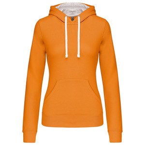 Kariban K465 - Ladies’ contrast hooded sweatshirt Pomarańczowo/biały