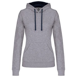 Kariban K465 - Ladies’ contrast hooded sweatshirt Szary Oksford/ granatowy