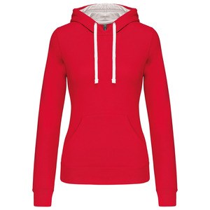 Kariban K465 - Ladies’ contrast hooded sweatshirt Czerwono/biały