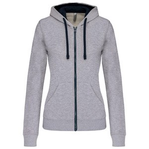 Kariban K467 - Ladies’ contrast hooded full zip sweatshirt