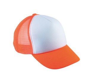 K-up KP143 - KIDS TRUCKER MESH CAP - 5 PANELS Biały/Fluorescencyjny Pomarańcz