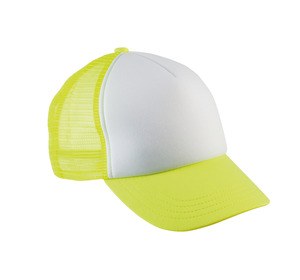 K-up KP143 - KIDS TRUCKER MESH CAP - 5 PANELS Biały/ Fluorescencyjna żółć