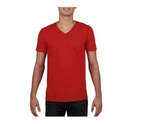 Gildan GN646 - Męska koszulka z dekoltem w szpic 100% bawełny Czerwony