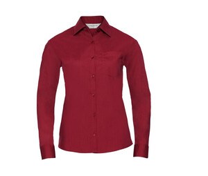 Russell Collection JZ34F - Śliczna damska koszula z krótkim rękawkiem Klasyczna czerwień