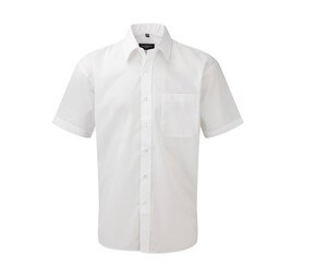 Russell Collection JZ935 - Polibawełniana wygodna koszula z krótkim rękawem Biały