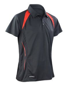 Spiro SP177 - Wydajna lekka koszulka polo Czarno/Czerwony